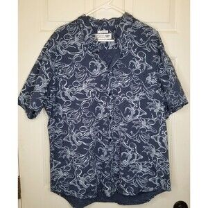 Old Navy Men’s Shirt Navy Octopus Pattern Hawaiian Beachy, Nautical, XXL, 2XL